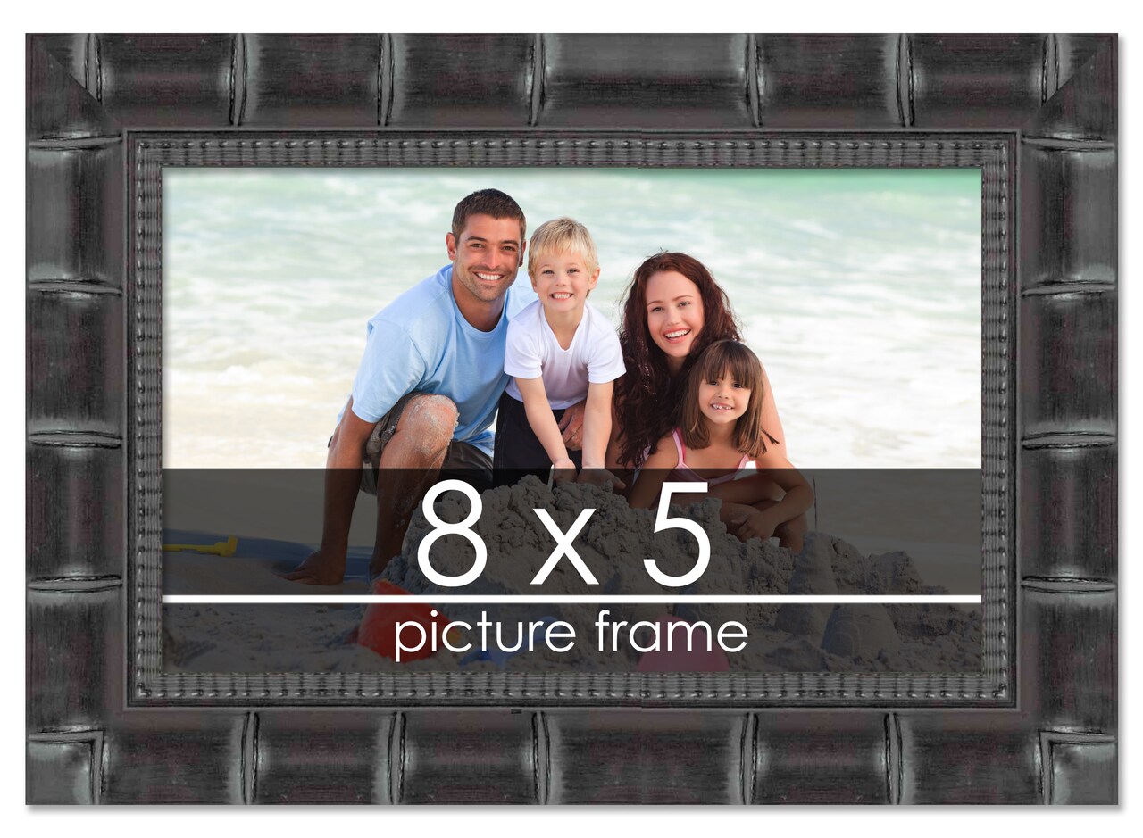 8x5 Wide Bamboo Picture Frame with UV-Resistant Acrylic & Acid Free Backing, Available in 4 Finishes - Brown, Black, Silver, and Natural
